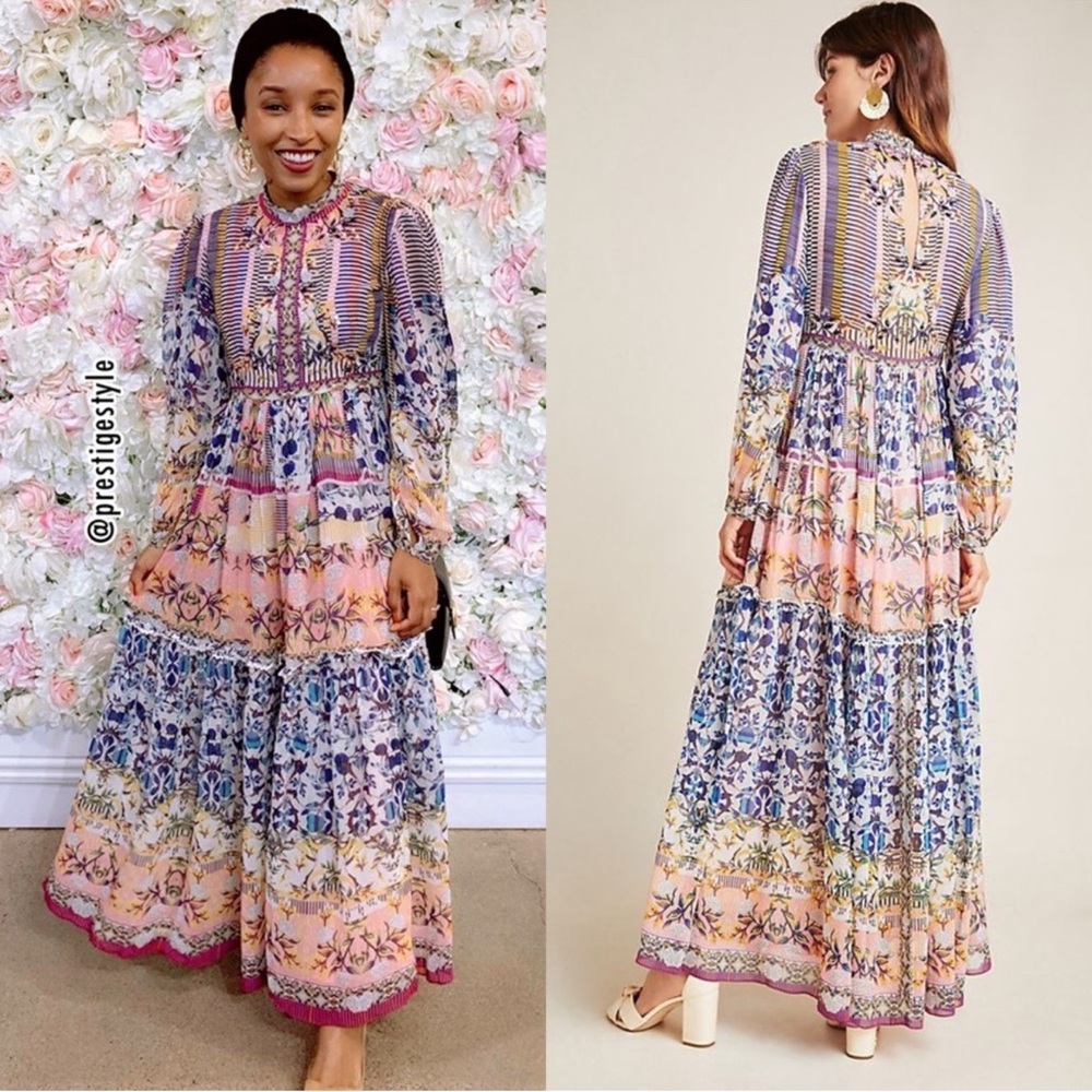 Anthropologie Bhanuni Jyoti Anastasia Maxi Dress Size 2 New w Tags - Picture 7 of 14